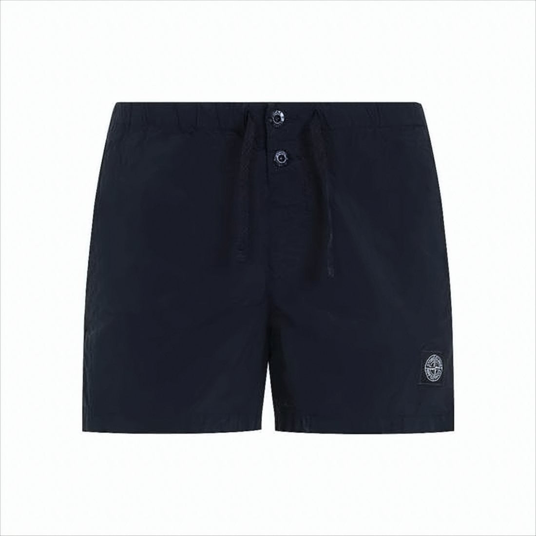 Stone Island Blue Swim Shorts With Button