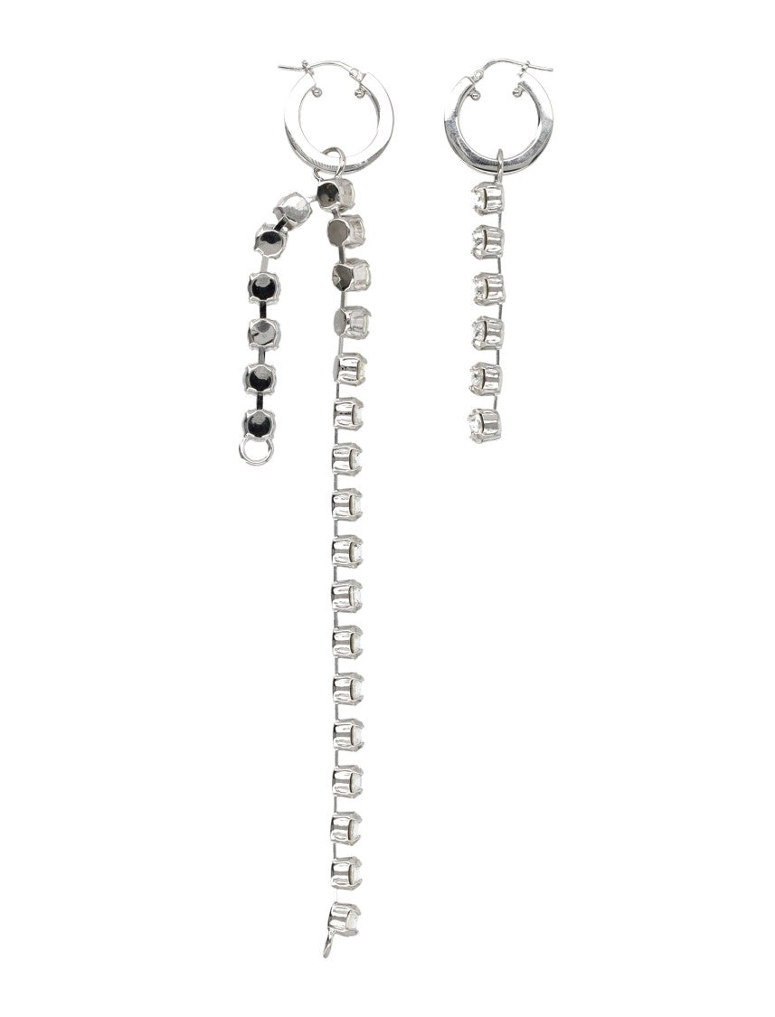 Mm6 By Maison Margiela Strass Asymmetric Crystal Chain Earrings