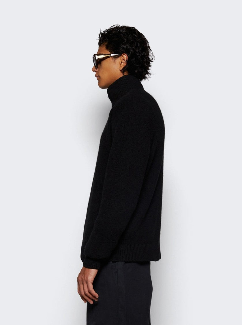 The Elder Statesman Relaxed Half Zip Sweater Black