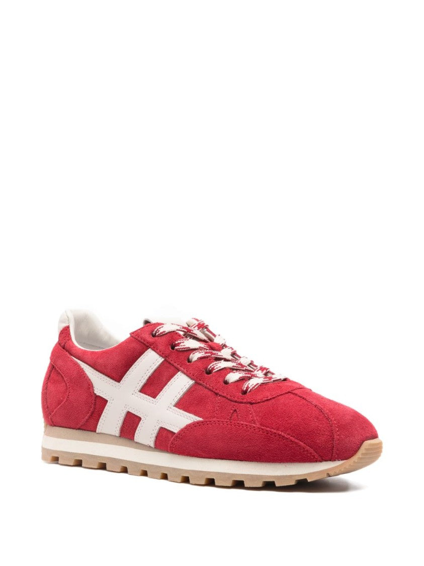 Hogan Low-Top Sneakers With Vibrant Red Suede Finish And Contrasting Details