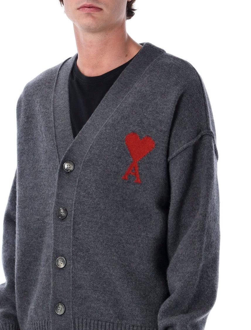 Ami Paris V-Neck Button Wool Cardigan