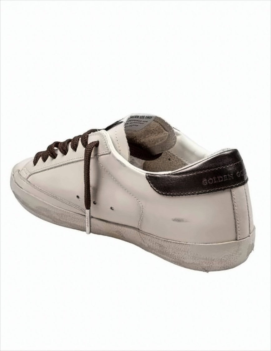 Golden Goose Distressed White Leather Low-Top Sneakers