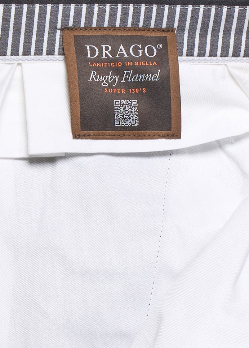 Franzese Collection Tailored Black Trousers In Royal Flannel Super 130S Wool