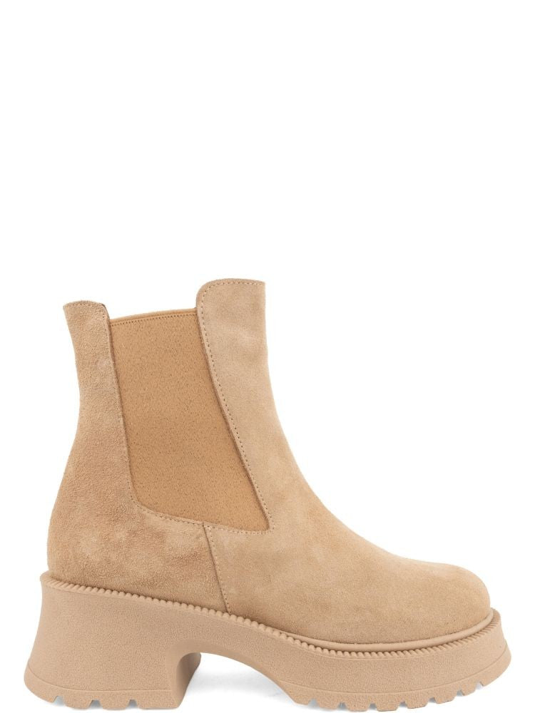 Prato Creativo Brown Suede Elastic Side Panel Ankle Boots