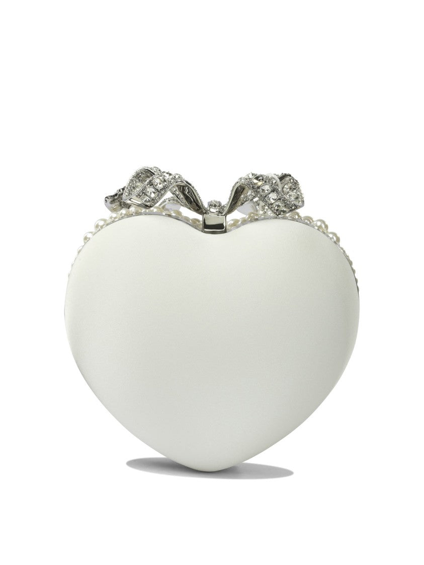 Self-Portrait Heart-Shaped Clutch With Pearl Embellishments