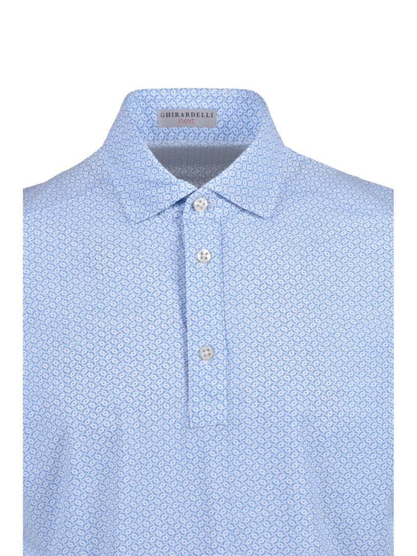 Ghirardelli Next Light Blue Polyamide-Blend Stretch Polo Shirt