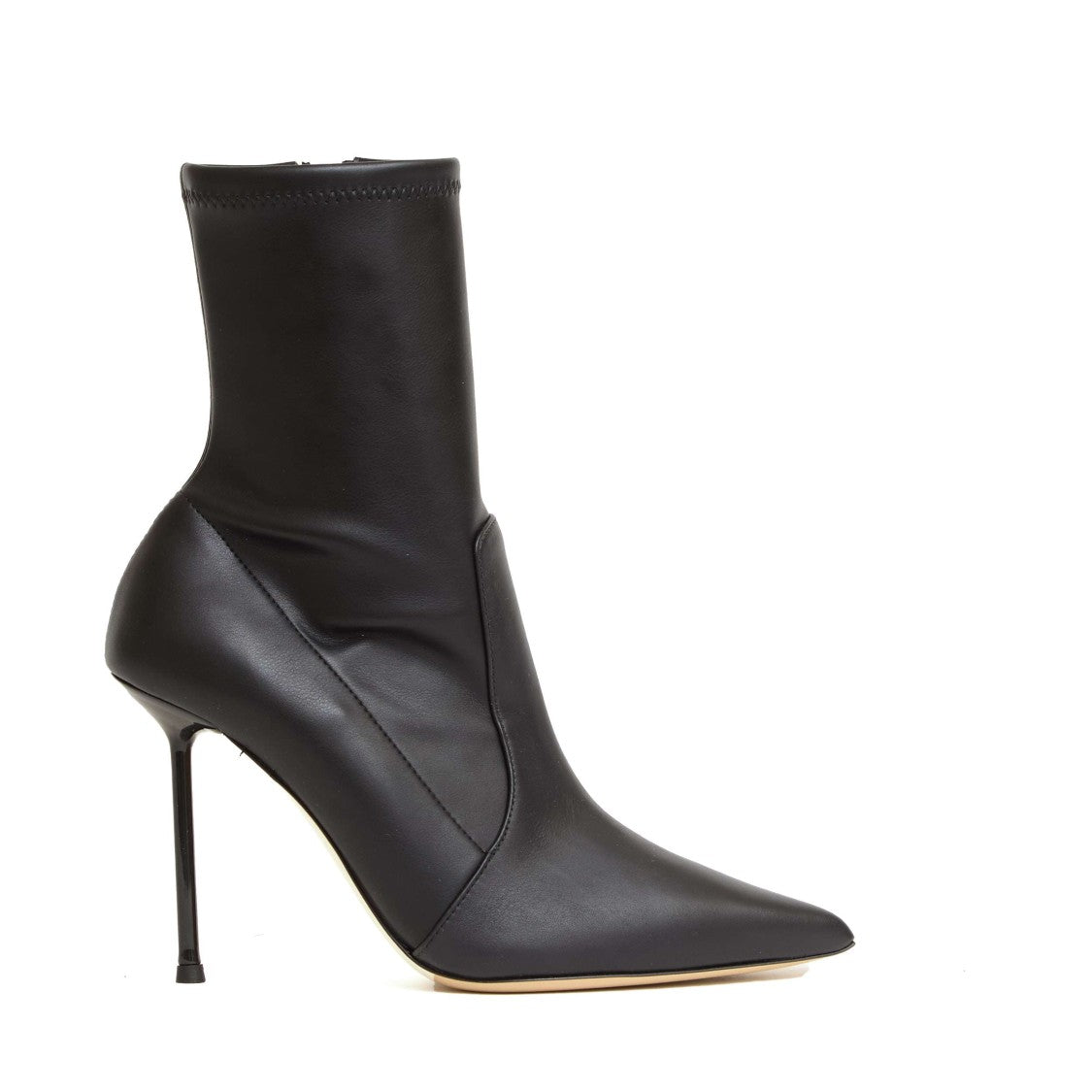 Ninalilou Elasticated Leather Ankle Boots With High Stiletto Heel