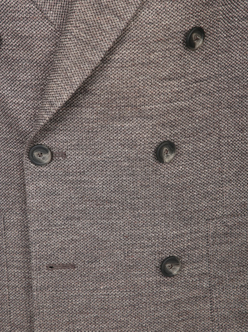 Tagliatore Double-Breasted Brown Blazer With Notched Lapels