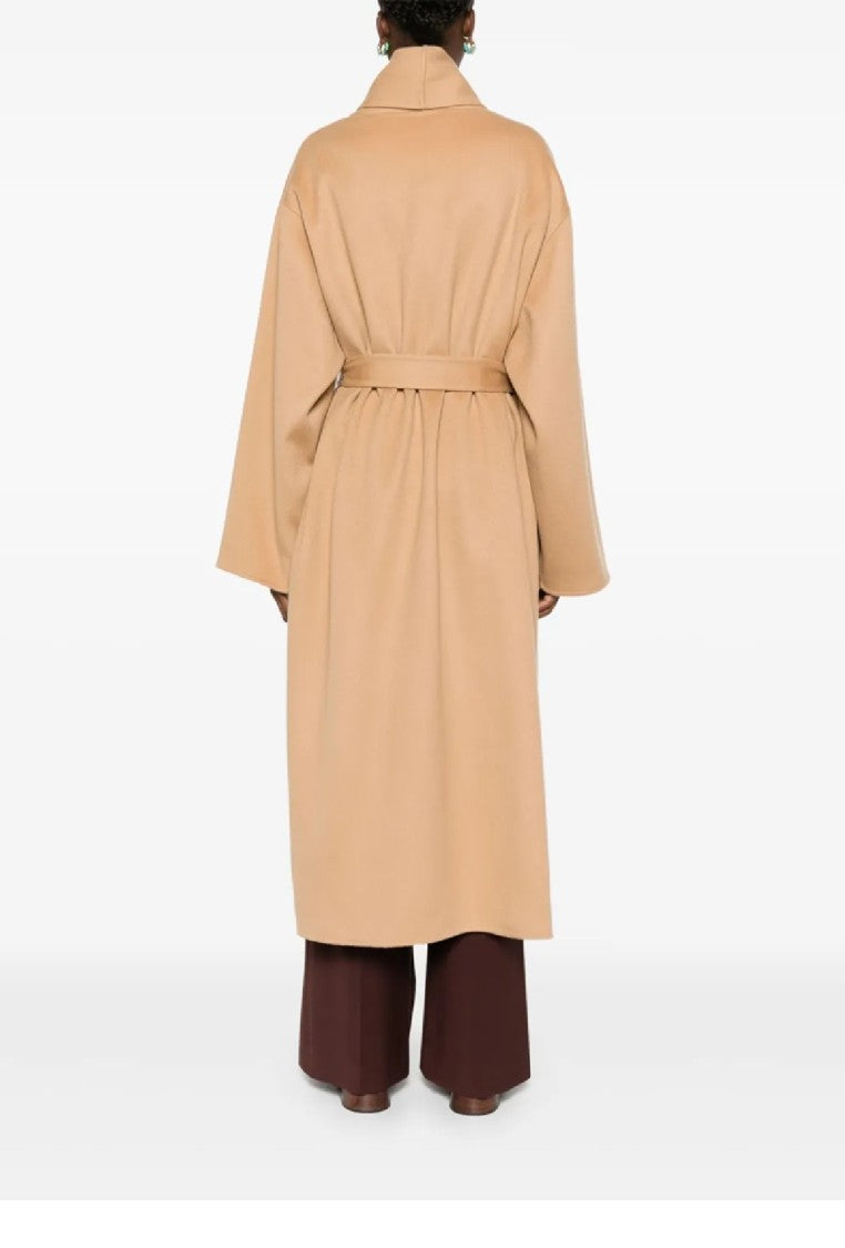 Fabiana Filippi Camel Wool Wrap Coat With Belted Waist