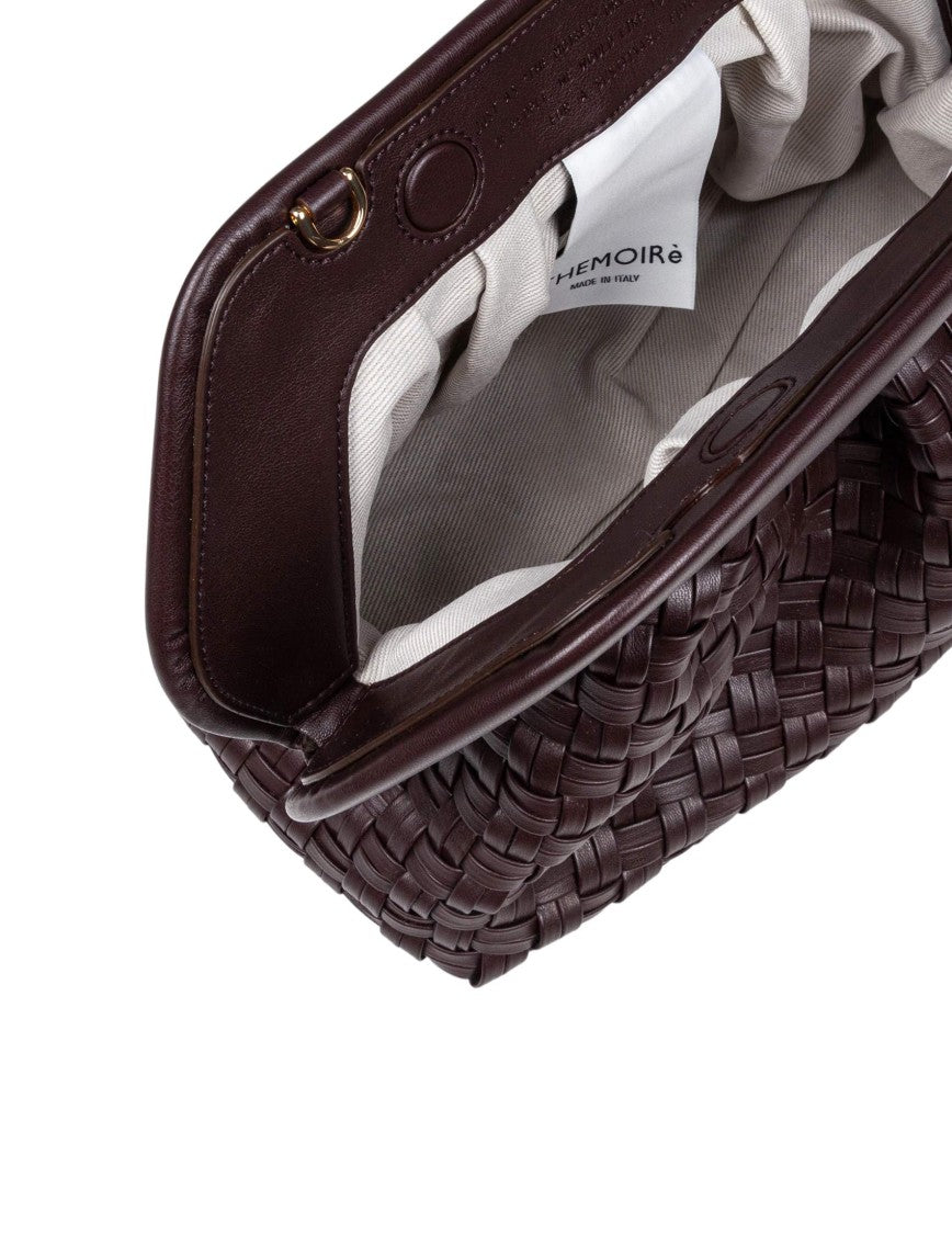 Themoirè Brown Braided Effect Vegan Fabric Clutch Bag