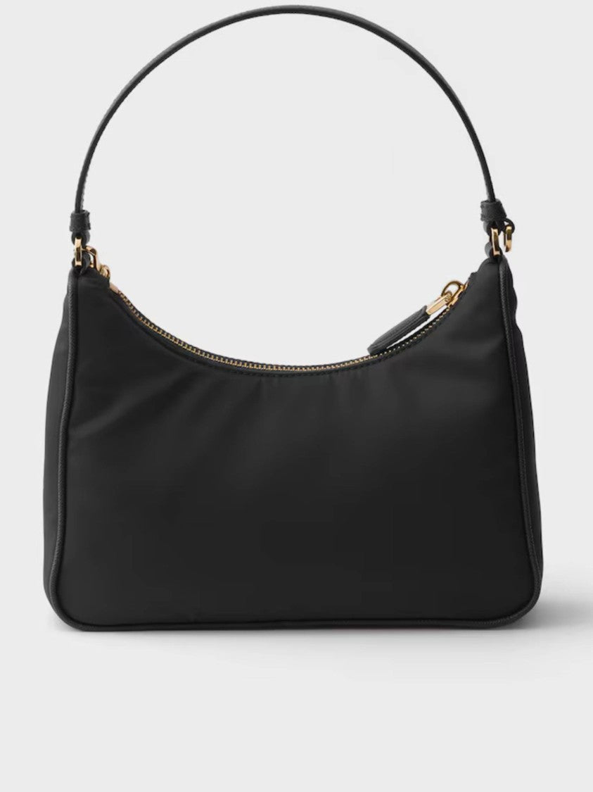 Prada Black Triangular Logo Smooth Leather Shoulder Bag