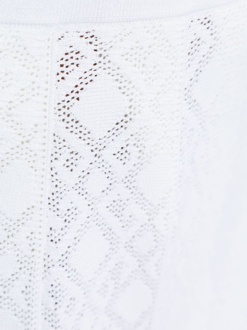 Givenchy Pleated Pointelle Knit Skirt With Ribbed Waistband