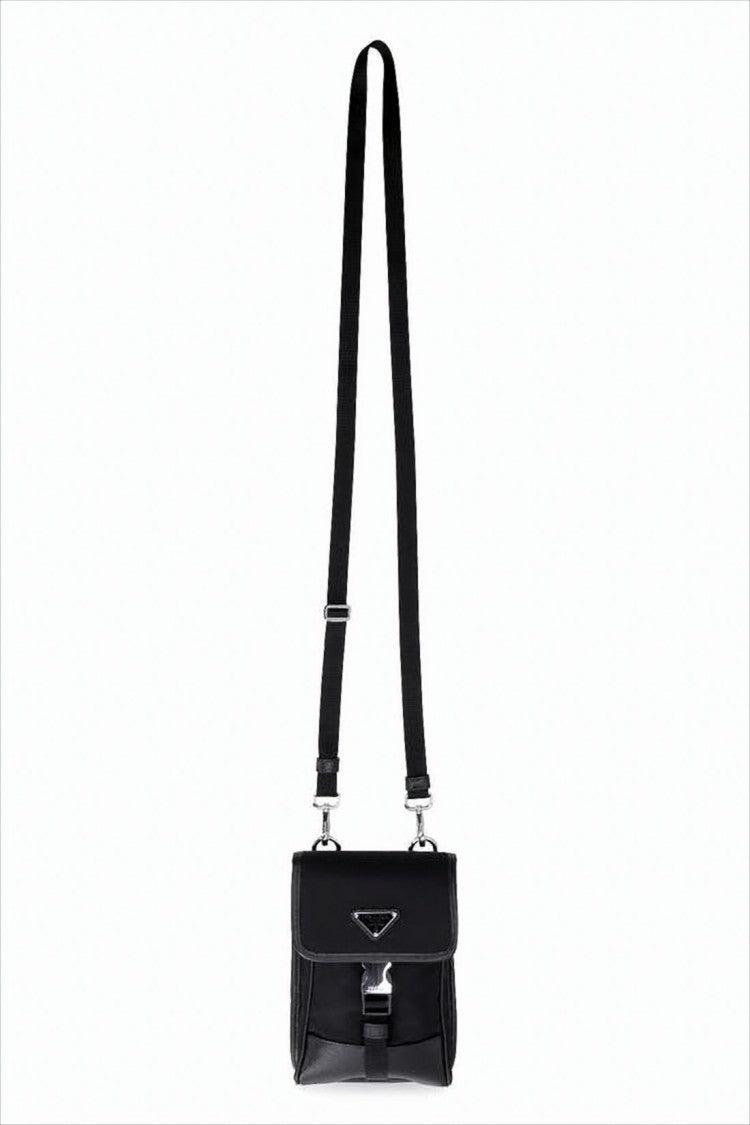 Prada Structured Black Crossbody Bag With Signature Logo Emblem