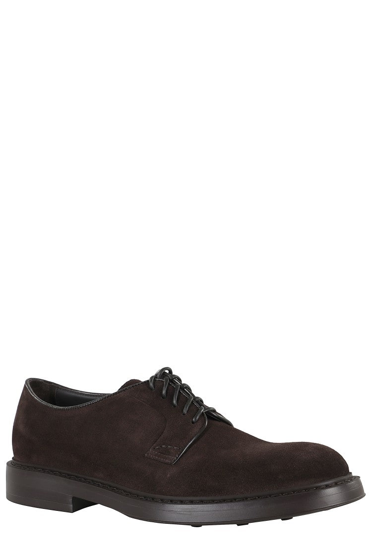 Doucal's Mink Suede Derby Lace-Up Shoes