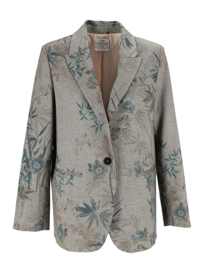 Forte Forte Chevron Botanical Print Blazer