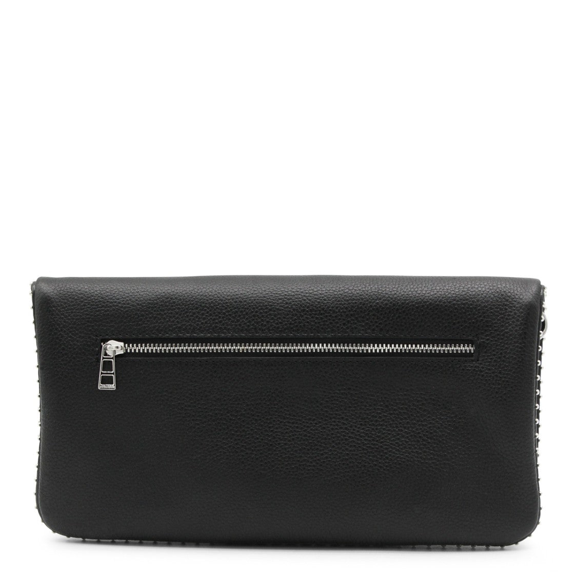 Zadig & Voltaire Textured Black Leather Shoulder Bag With Winged Logo