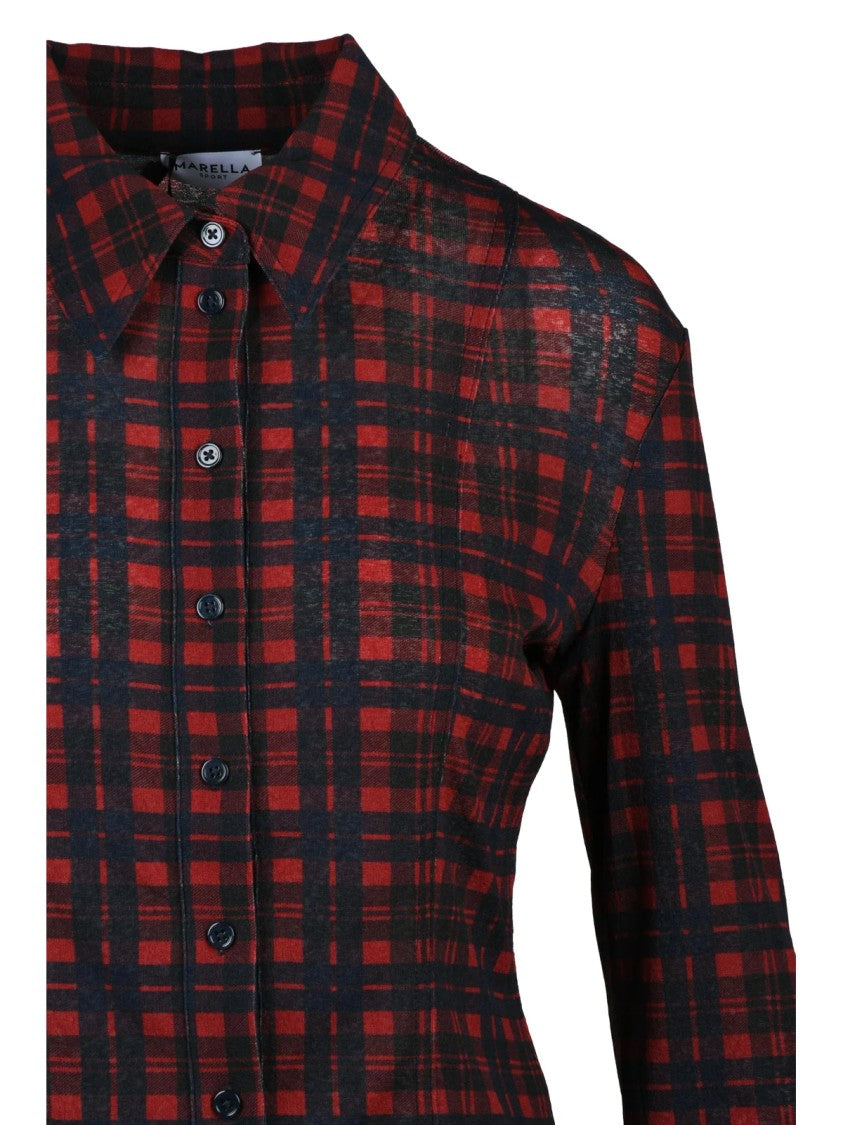 Marella Sport Dynamic Two-Tone Plaid Stretch Shirt