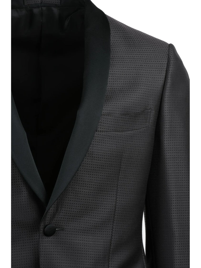 Luigi Bianchi Satin Finish Wool Jacket With Button Closure And Tailored Fit