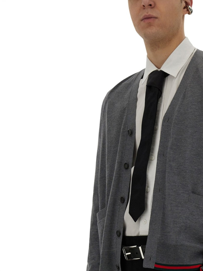 Gucci Web Pattern Cardigan With Classic Button Closure