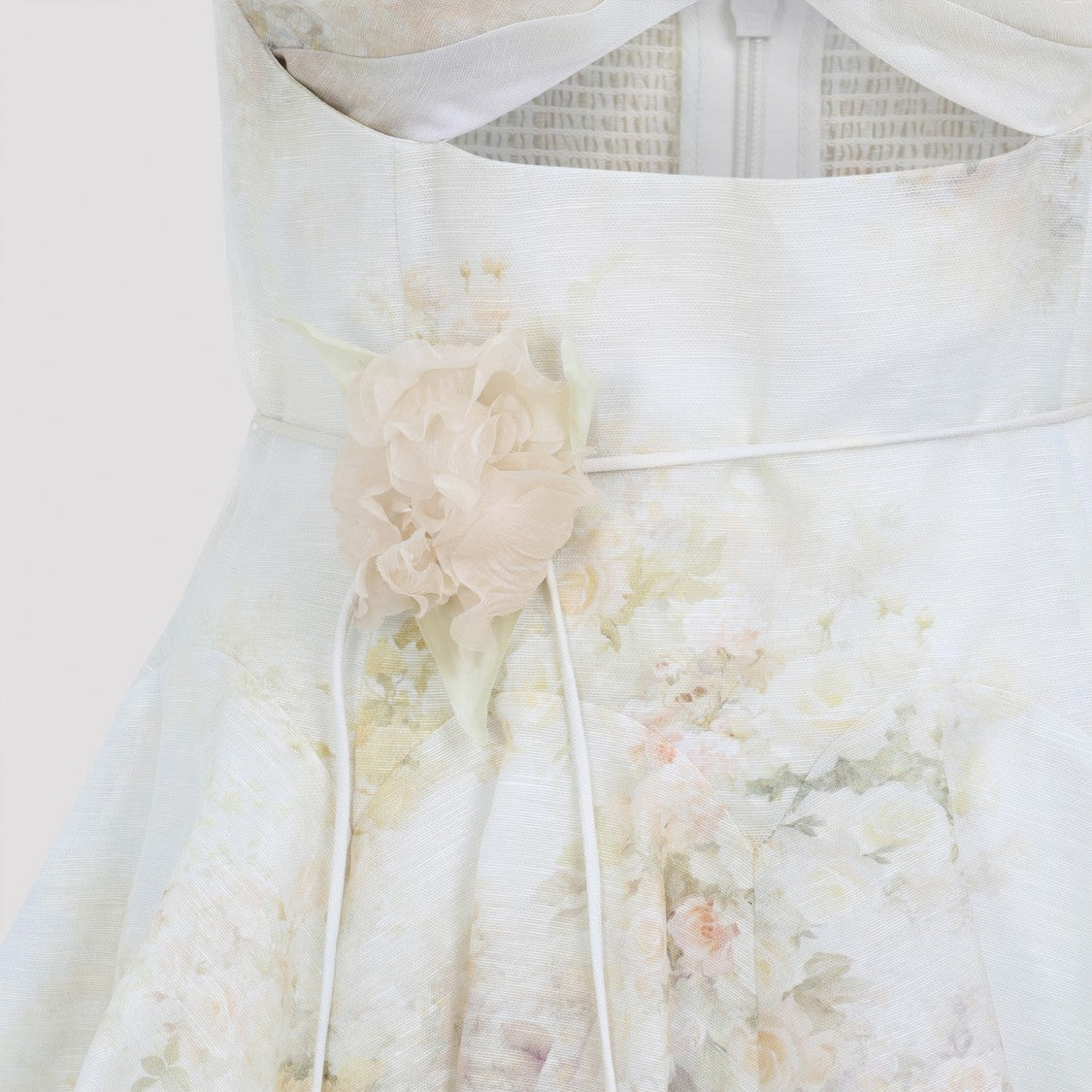 Zimmermann A-Line Mini Dress With Spaghetti Straps And Floral Print