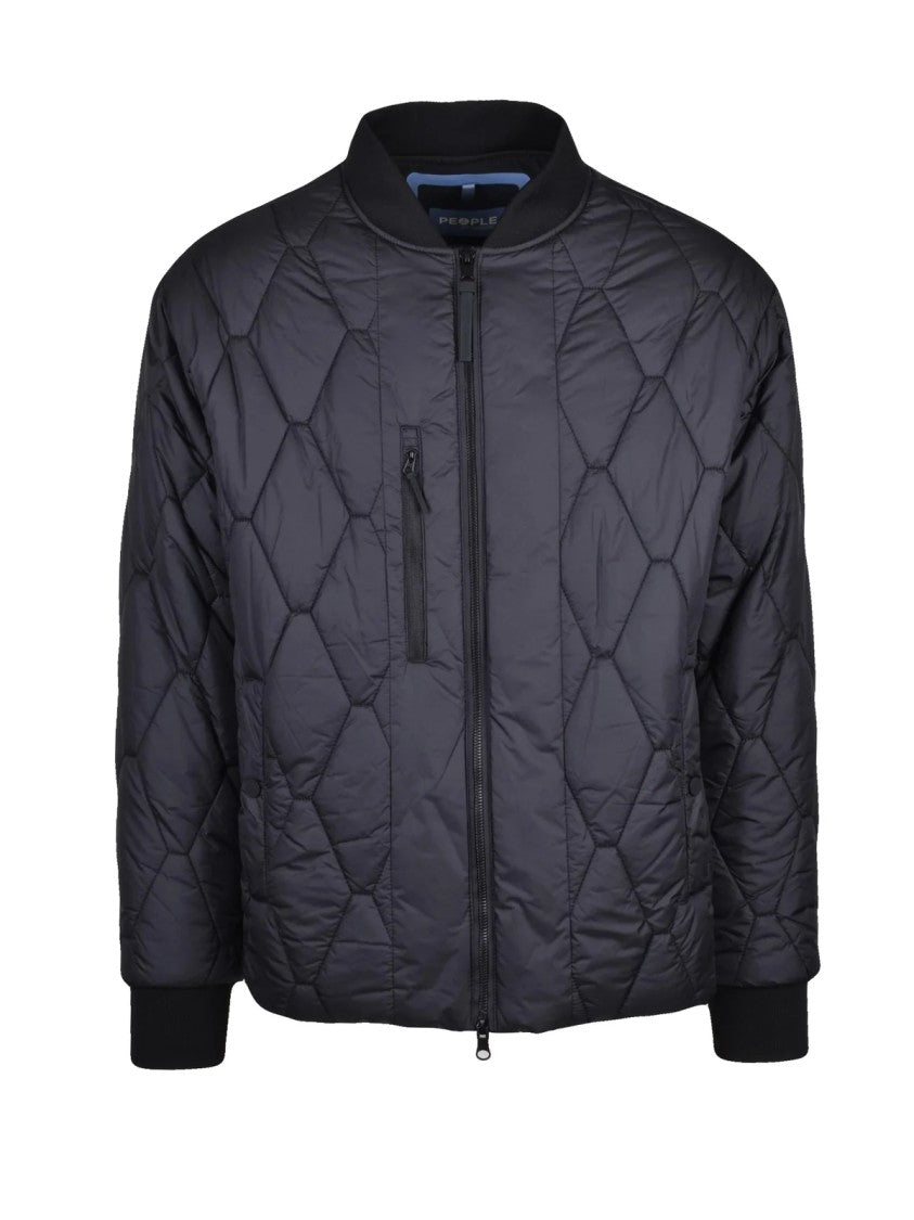 People Of Shibuya Versatile Geometric-Lined Blue Coat With Removable Thermal Lining