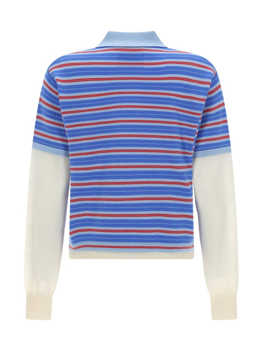 Guest In Residence Layered Stripe Cashmere Rugby Polo Shirt