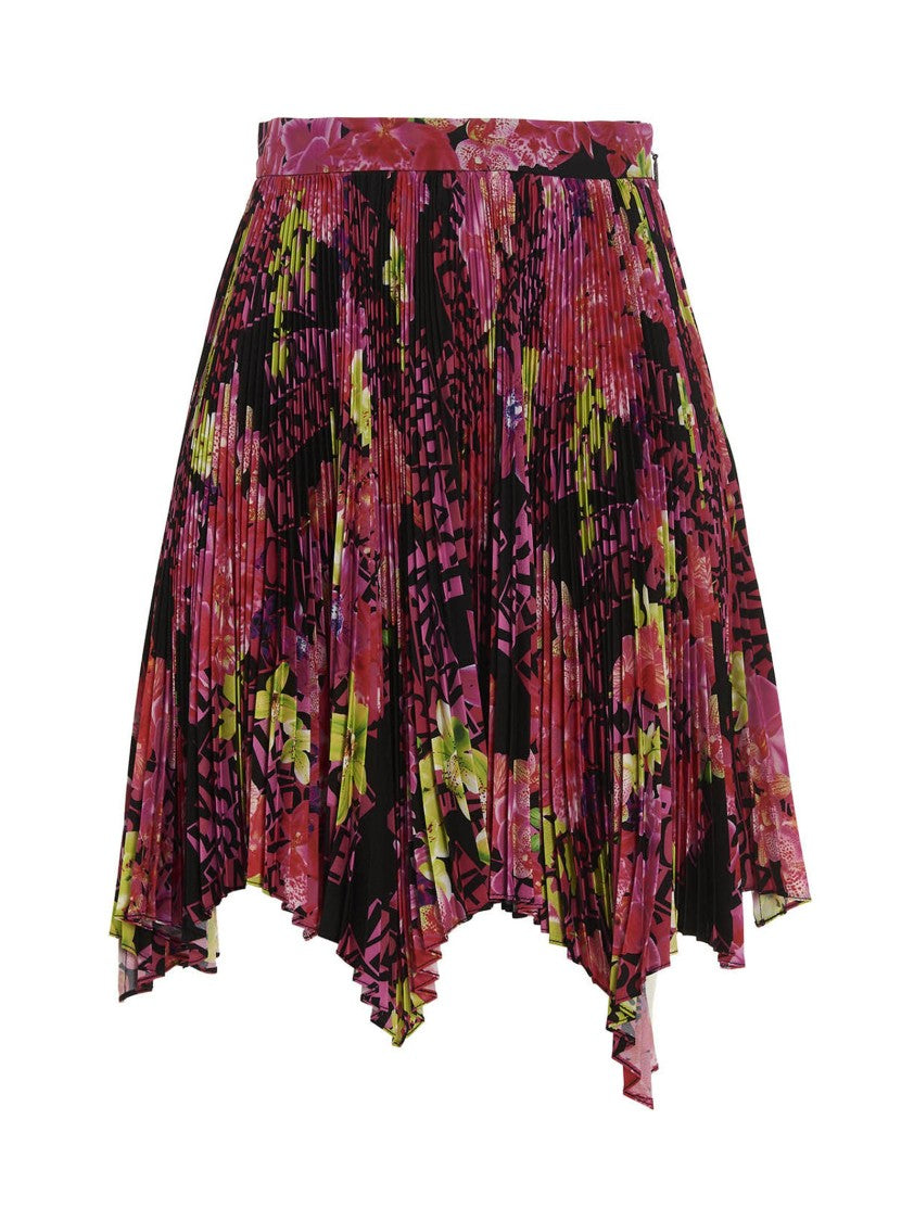 Versace Floral Print Crêpe De Chine Silk Skirt