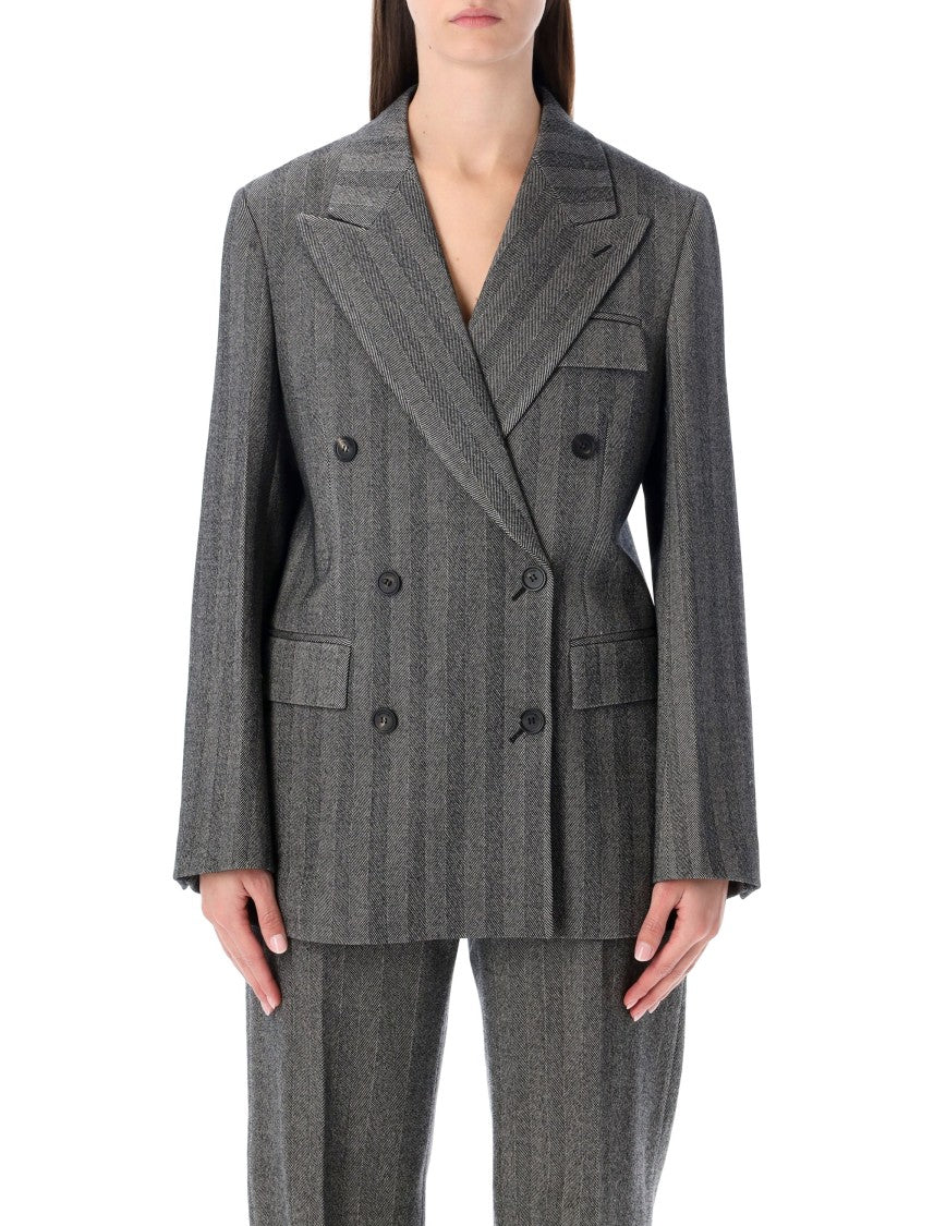 Ferragamo Oversized Double-Breasted Chevron Wool Blazer