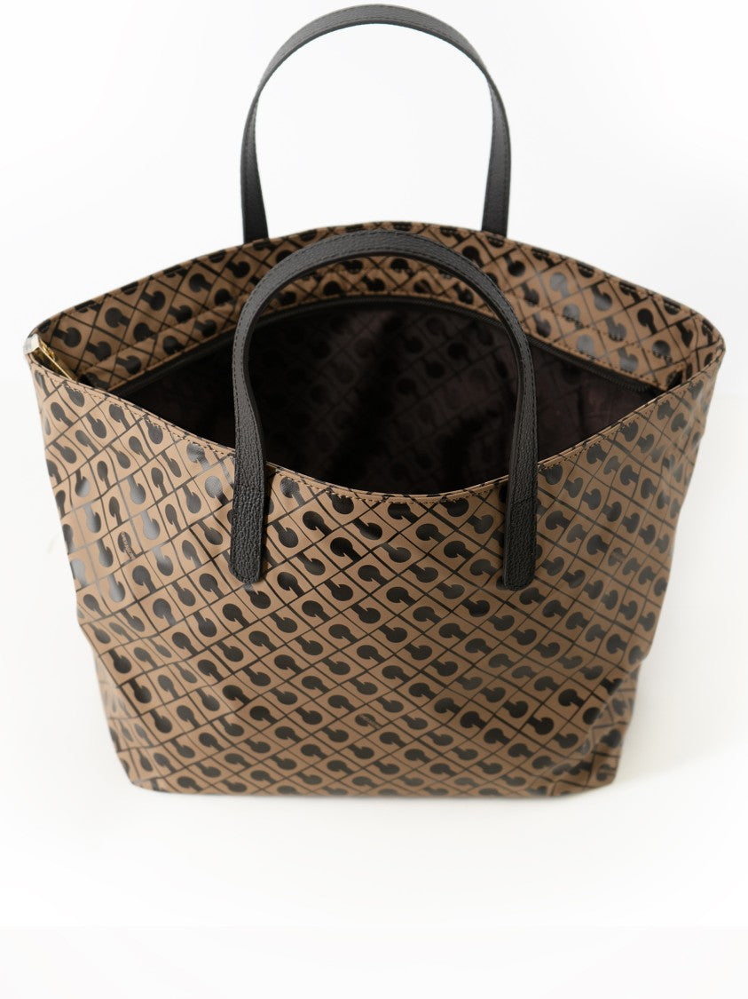 Gherardini Brown Trapezoidal Geometric Pattern Medium Shopper