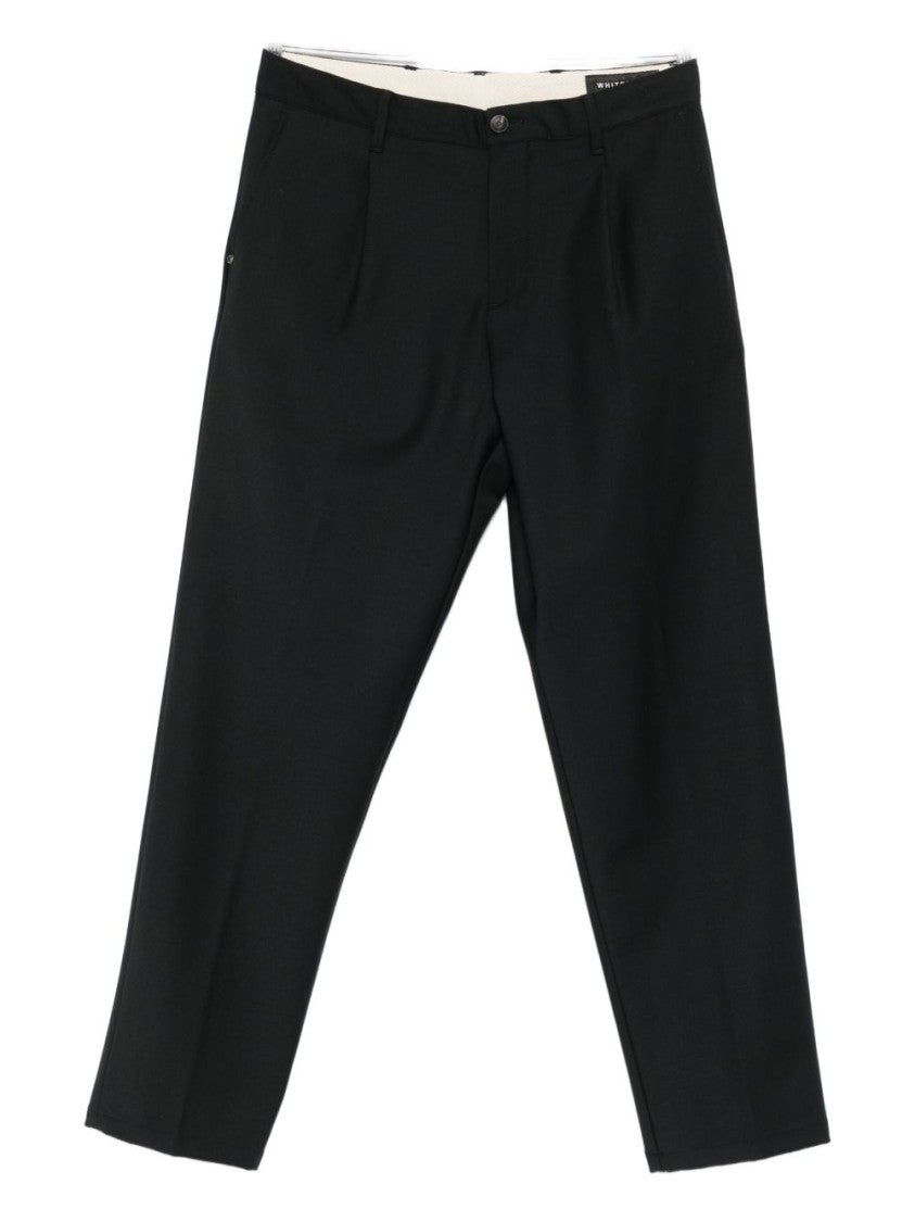 White Sand Straight-Leg Tailored Trousers With Classic Waistband