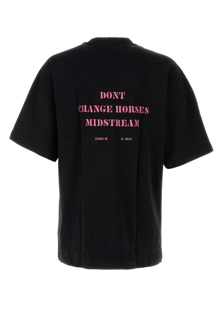 Oamc Black Cotton T-Shirt