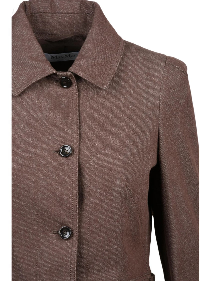 Max Mara Brown Cotton Cropped Denim Jacket