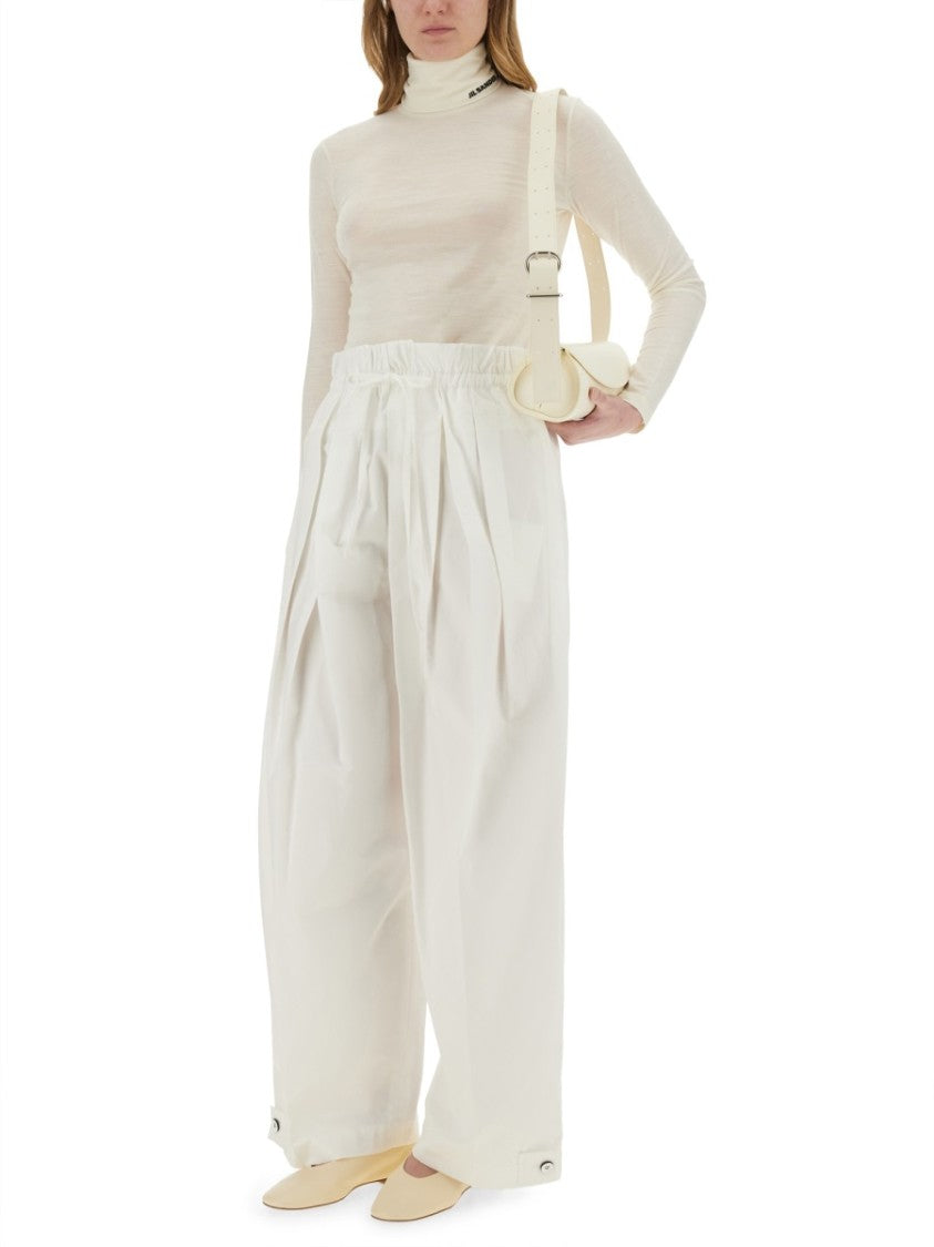 Jil Sander High-Waisted Wide Pants In Cotton Gabardine