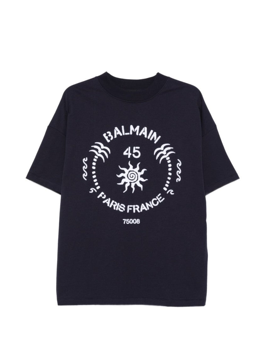 Balmain Deep Navy Boxy Fit Abstract T-Shirt