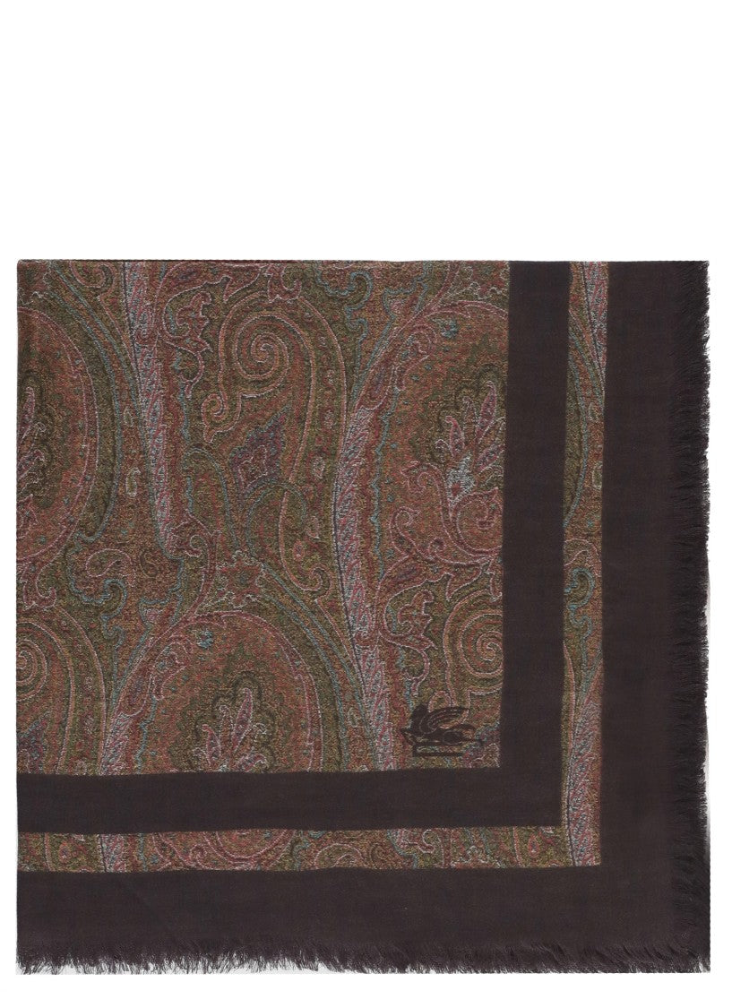 Etro Intricately Patterned Paisley Scarf With Fringed Edges