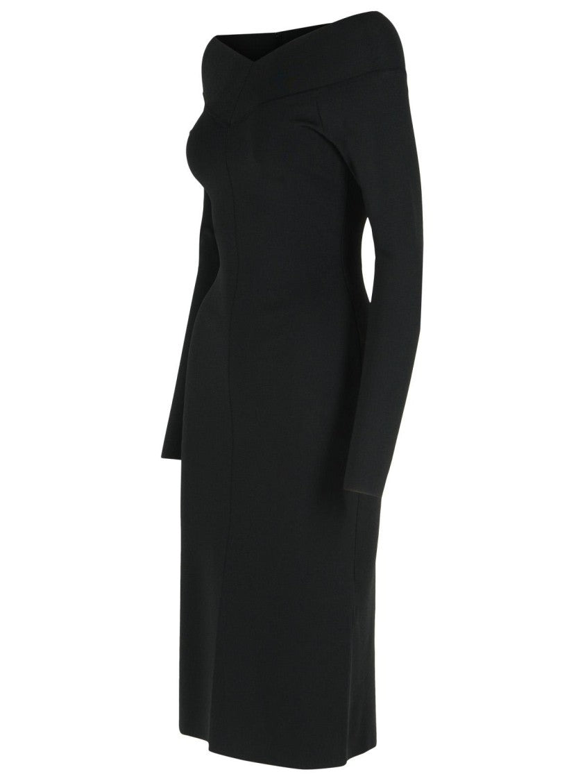 Stella Mccartney Viscose Blend Midi Dress With Exposed Shoulders