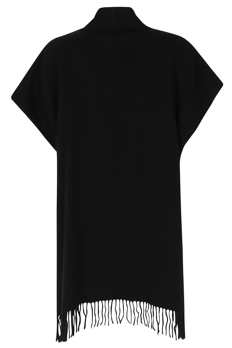 Herno Black Sleeveless Fringe Hem Wool-Blend Vest