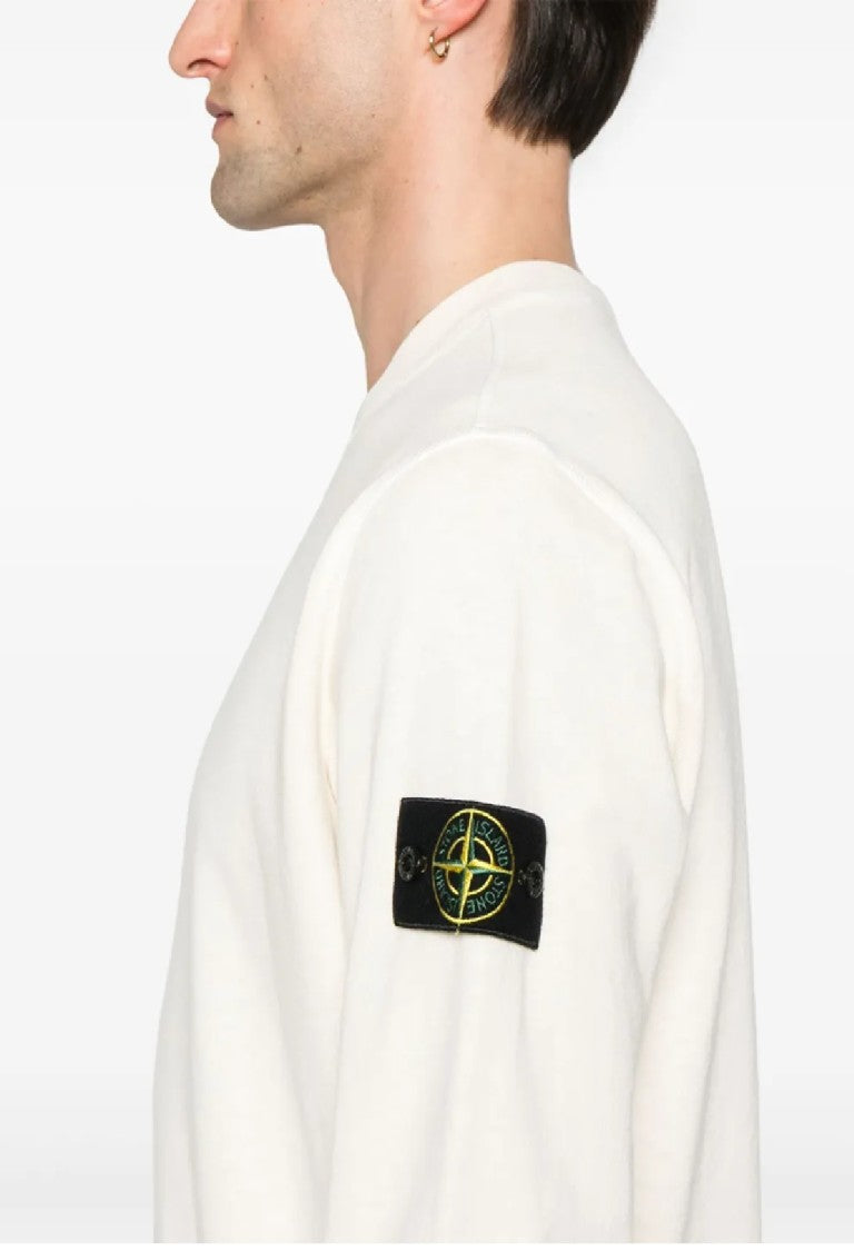 Stone Island White Cotton Crewneck Sweatshirt