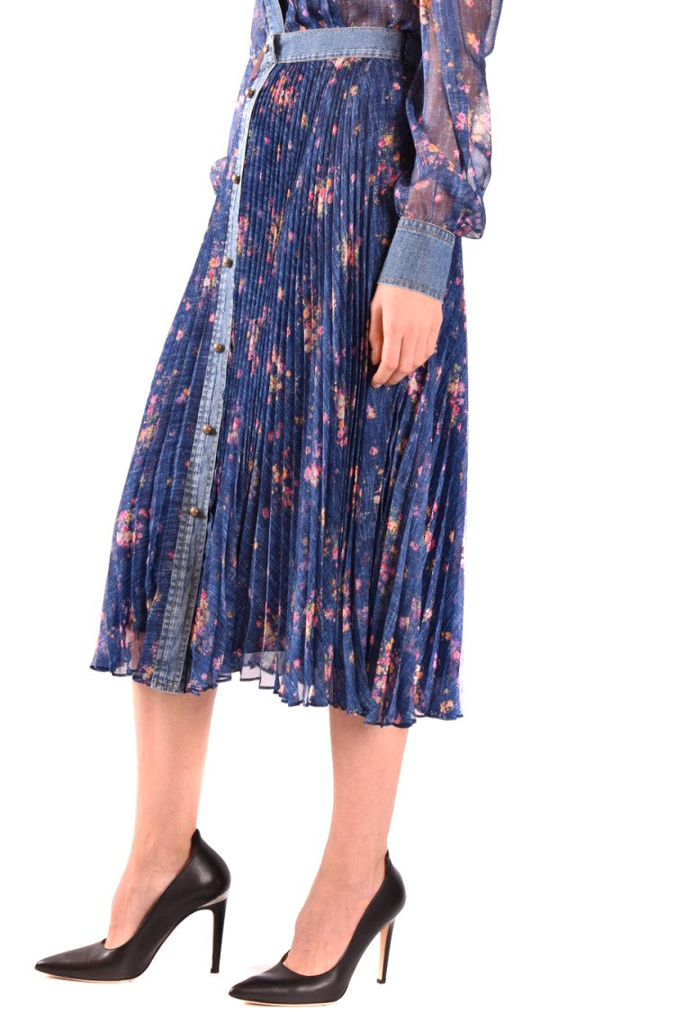 Philosophy Di Lorenzo Serafini Pleated Midi Skirt With Multicolor Floral Print