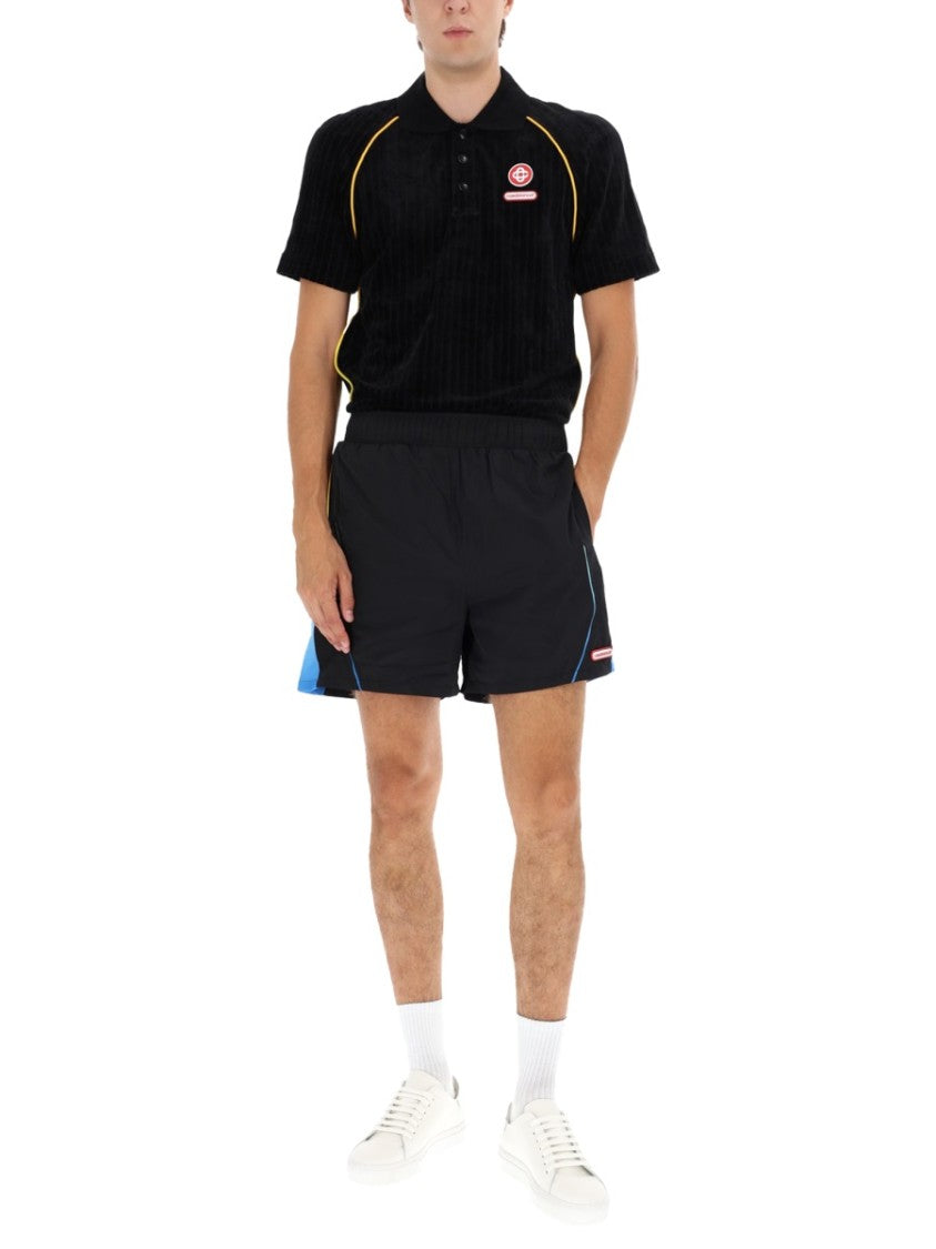 Casablanca Ribbed Black Polo Shirt With Sporty Accents