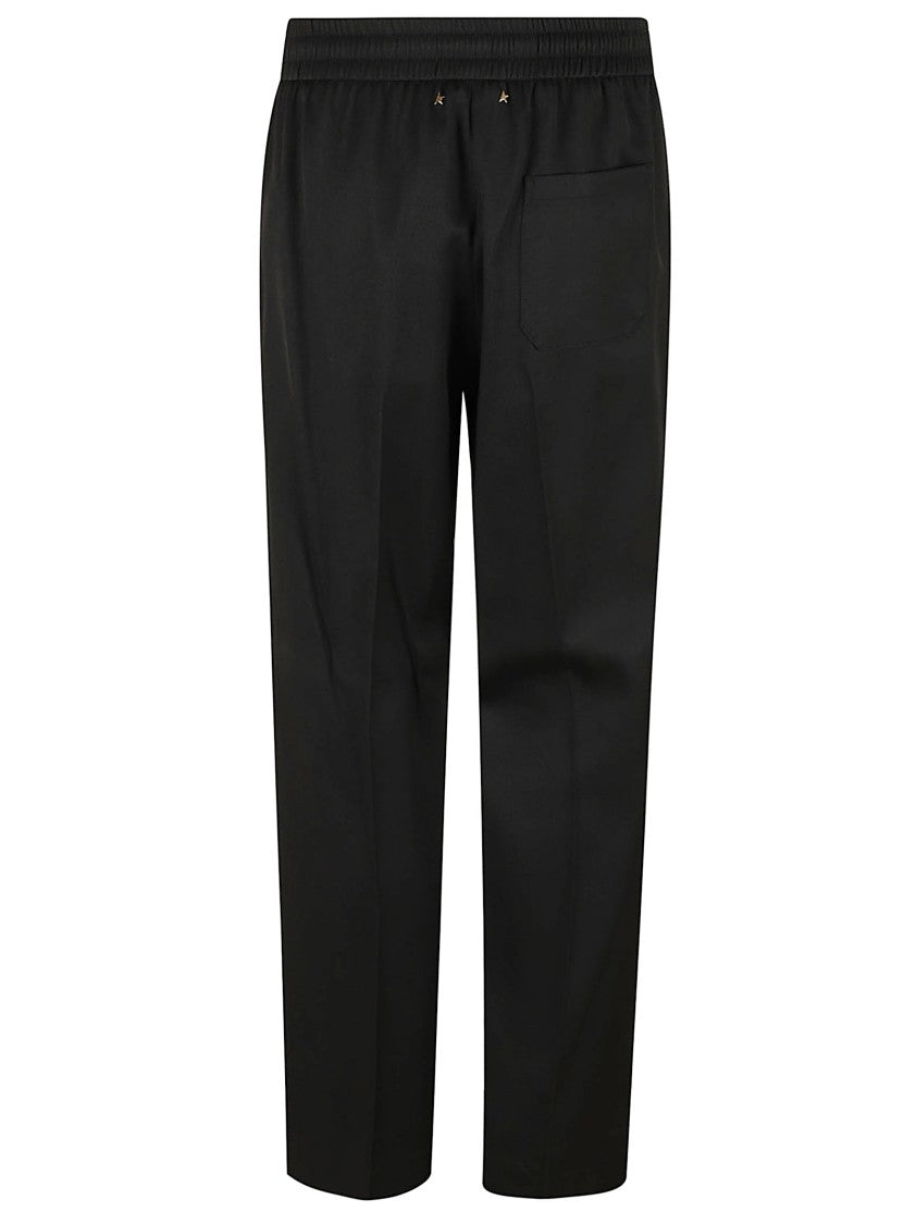 Golden Goose Wide-Leg Black Trousers With Elastic Waistband