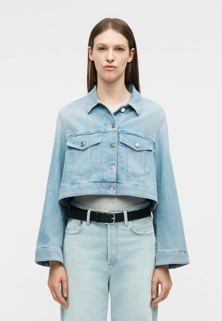 Dondup Cropped Denim Jacket With Classic Collar