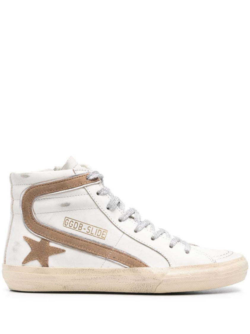 Golden Goose White Silver Star Patch Distressed Sneakers
