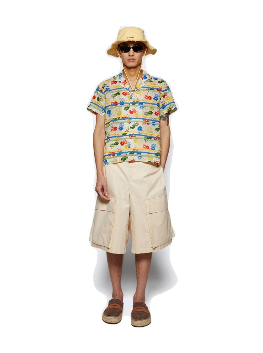 Bode Flower Stamp Short Sleeve Shirt Multicolor