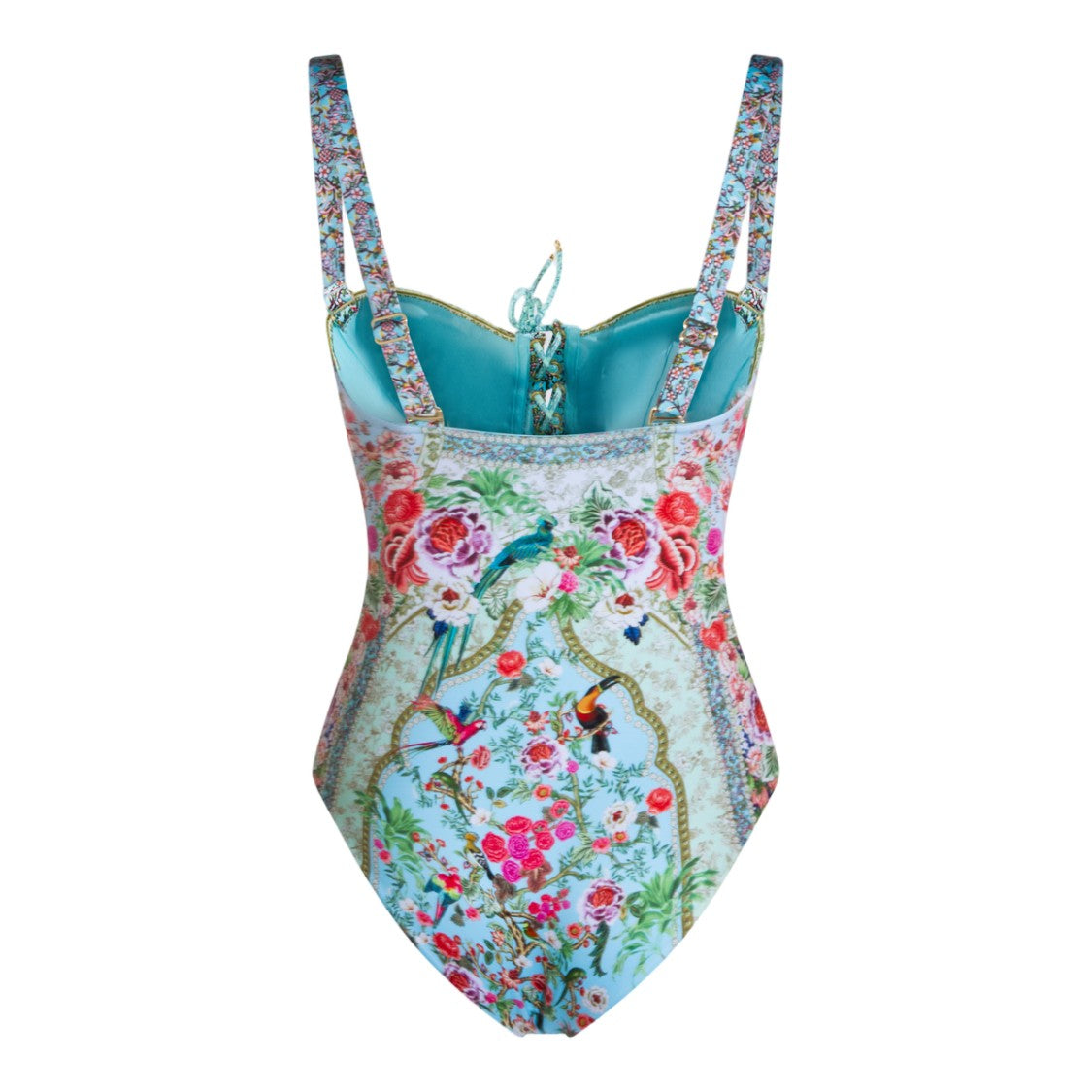 Camilla Blue Maxi Dress With Intricate Patterns And Layered Elements