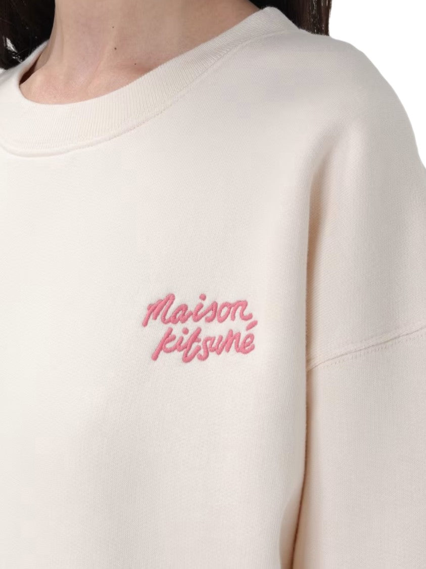 Maison Kitsuné Long-Sleeved Crewneck Top With Ribbed Details
