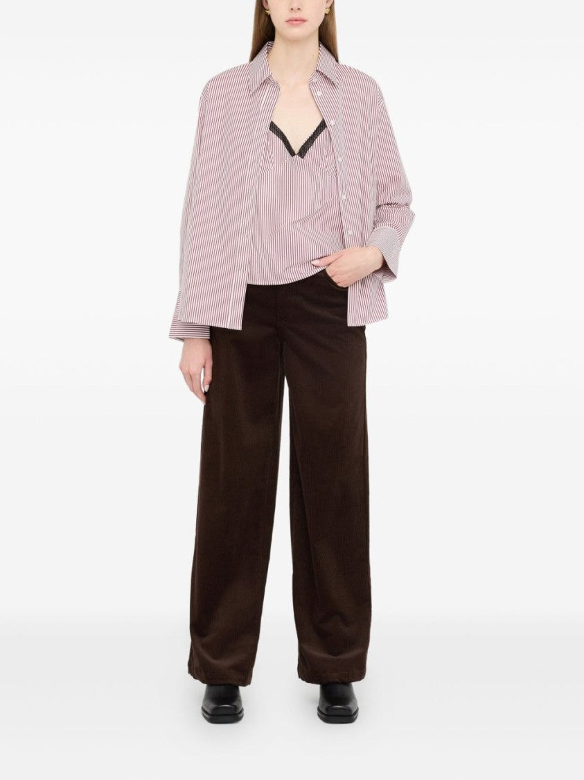 Liu Jo Wide-Leg Brown Corduroy Trousers With Button And Zip Fastening