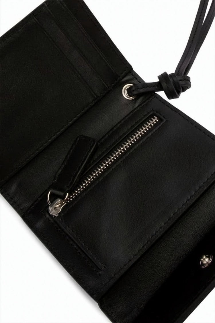 Jacquemus Black Leather Wallet With Embossed Branding And Zippered Compartment