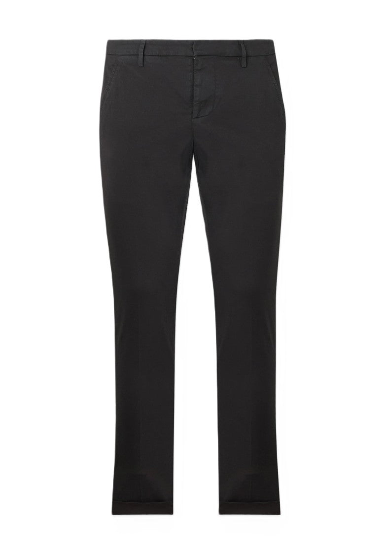 Dondup Solid Black Gaubert Slim Silhouette Trousers