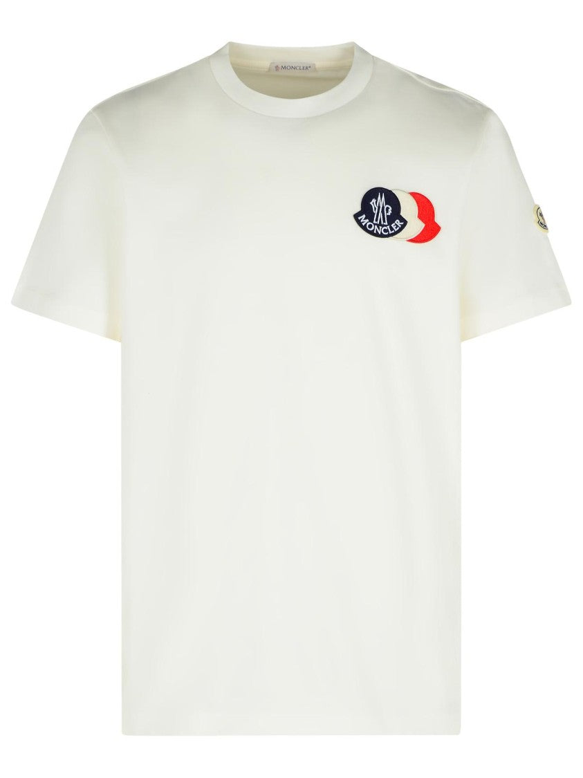 Moncler Cotton T-Shirt With Ribbed Crew Neck And Signature Logo Patches